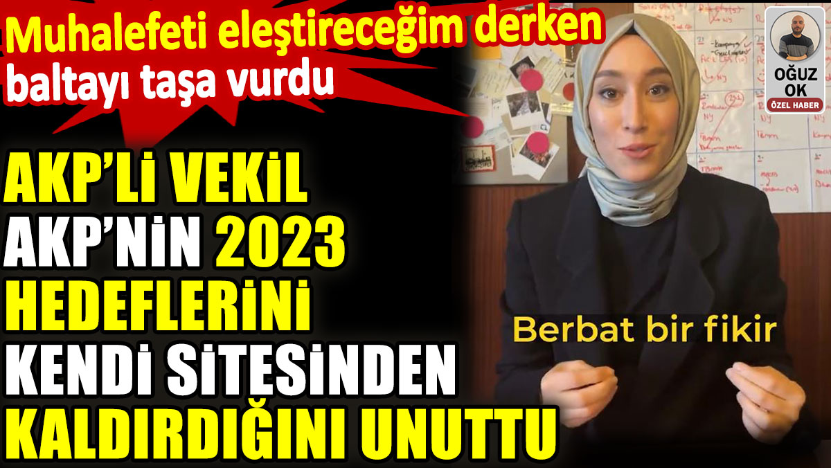 AKP’li vekil AKP’nin 2023 hedeflerini kendi sitesinden kaldırdığını unuttu, muhalefeti eleştireceğim derken baltayı taşa vurdu