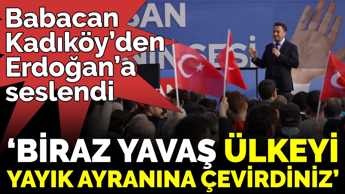 Babacan Kadıköy’den Erdoğan’a seslendi ‘Biraz yavaş. Ülkeyi yayık ayranına çevirdiniz’