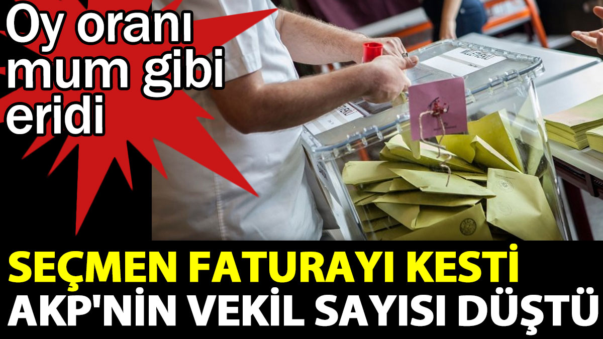Seçmen faturayı kesti AKP'nin vekil sayısı düştü. Oy oranı mum gibi eridi