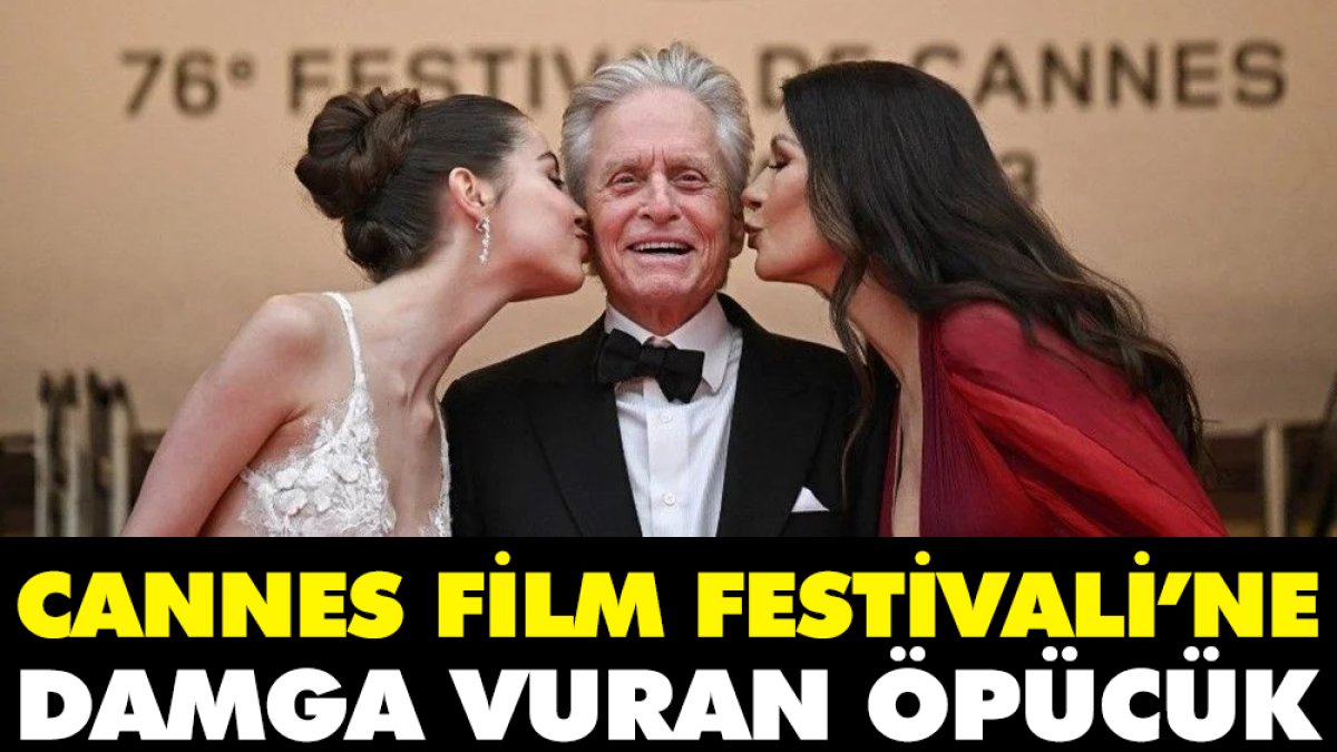 Cannes Film Festivali’ne damga vuran öpücük. Catherine Zeta-Jones ve Michael Douglas kızlarıyla kırmızı halıda