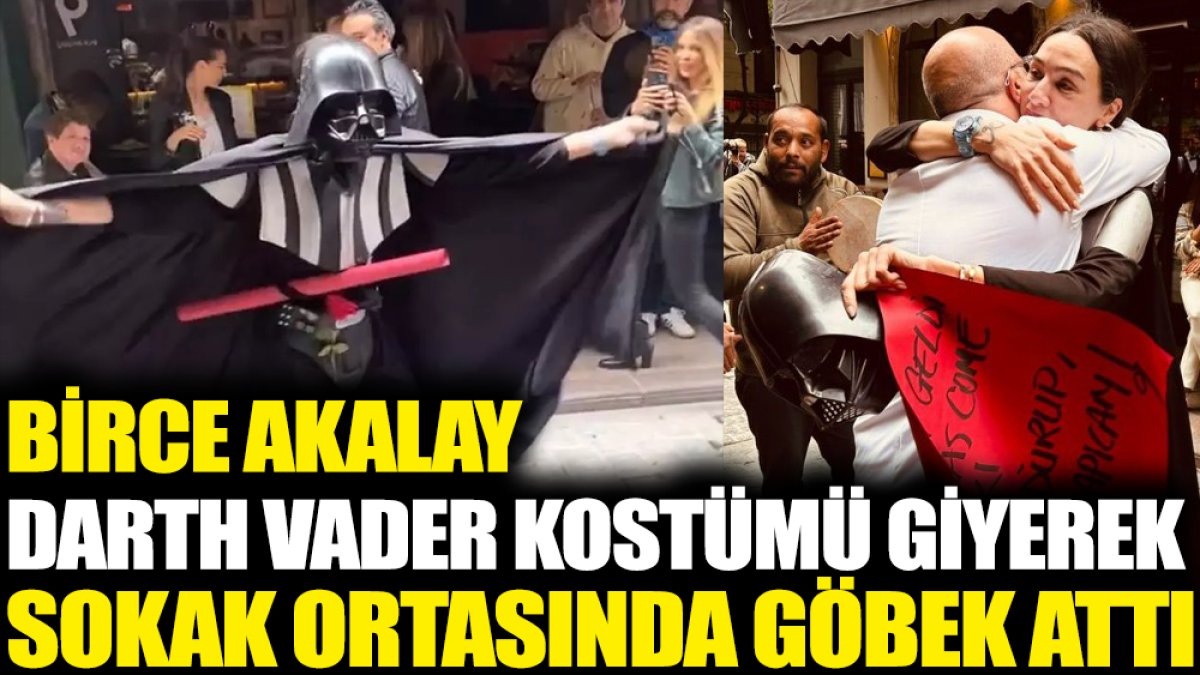 Birce Akalay Darth Vader kostümü giyerek sokak ortasında göbek attı