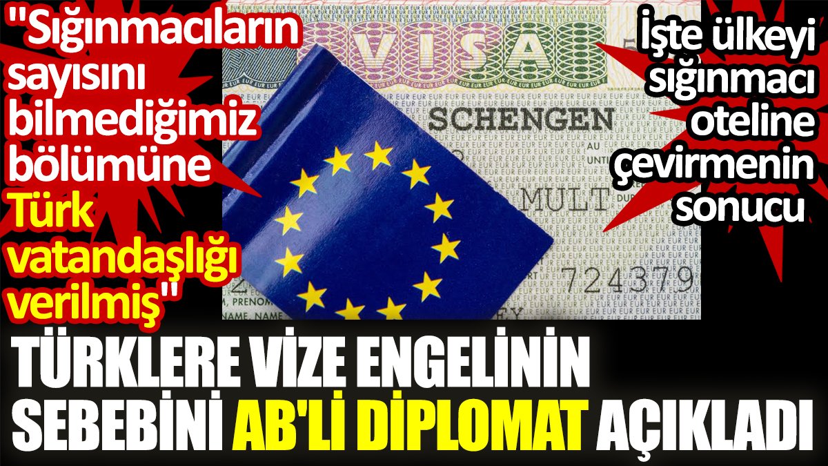 Türklere vize engelinin sebebini AB'li diplomat açıkladı. İşte ülkeyi sığınmacı oteline çevirmenin sonucu