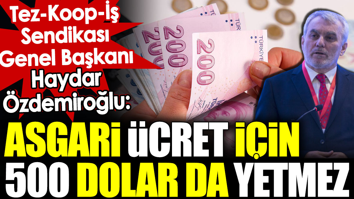 Tez-Koop-İş Sendikası Genel Başkanı Haydar Özdemiroğlu: Asgari ücret için 500 dolar da yetmez