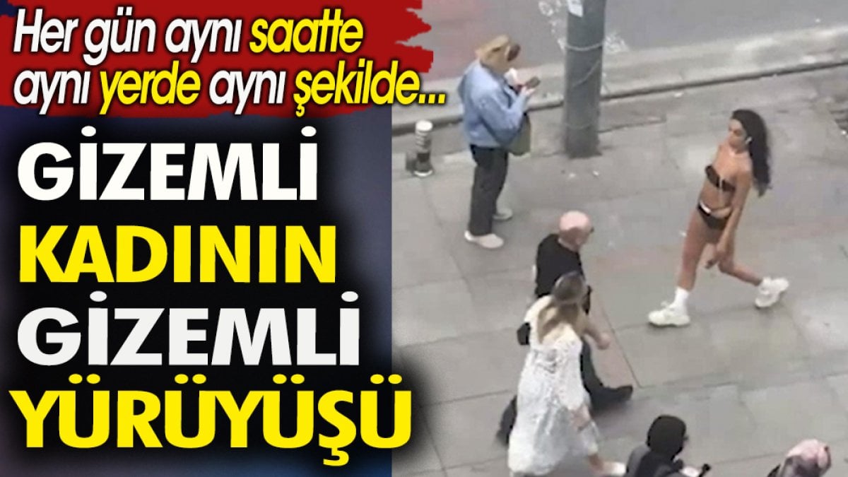 Gizemli kadının gizemli yürüyüşü. Her gün aynı saatte aynı yerde şekilde