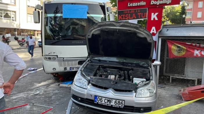 Ankara’da freni boşalan servis aracı 3 otomobile çarptı: 2 yaralı