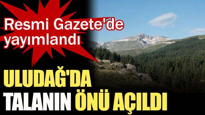 Resmi Gazete'de yayımlandı: Uludağ'da talanın önü açıldı