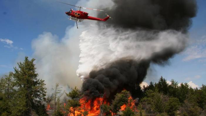 Orman yangınına müdahale eden helikopter düştü