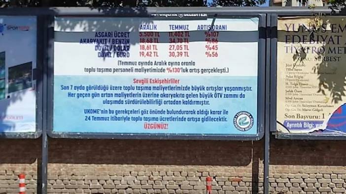 Belediye yaptığı zammı afişle duyurdu