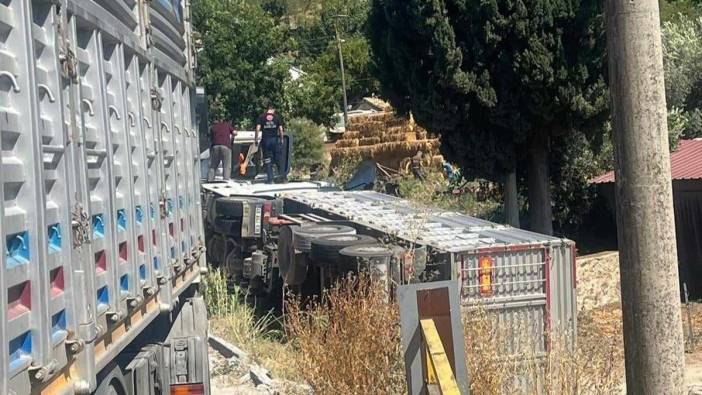 Aydın'da devrilen tırın şoförü hayatını kaybetti