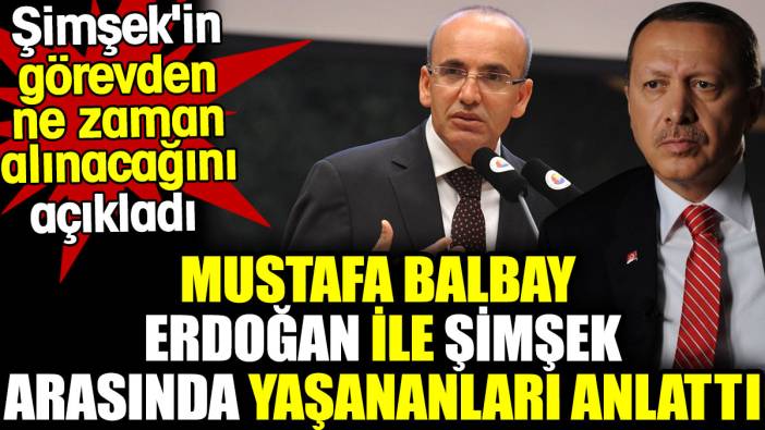 Mustafa Balbay Erdoğan ile Şimşek arasında yaşananları anlattı. Şimşek'in görevden ne zaman alınacağını açıkladı
