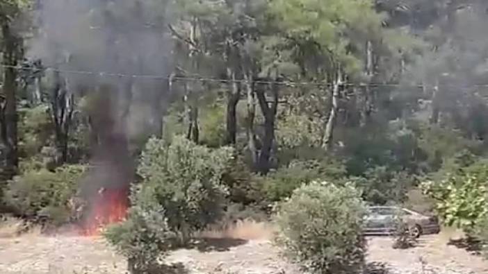 Muğla'daki yangının başladığı yerdeki otomobil dikkat çekti