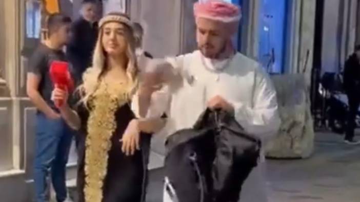 Taksim’de Arap kıyafetli iki kişi bir çanta para saçtı