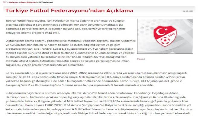 TFF'den Beşiktaş'a: Ceza vermeye devam edeceğiz