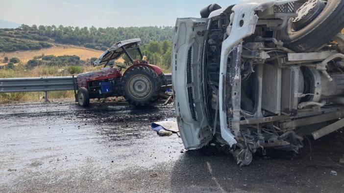Kamyon devrilip traktöre çarptı: 1 ölü 4 yaralı