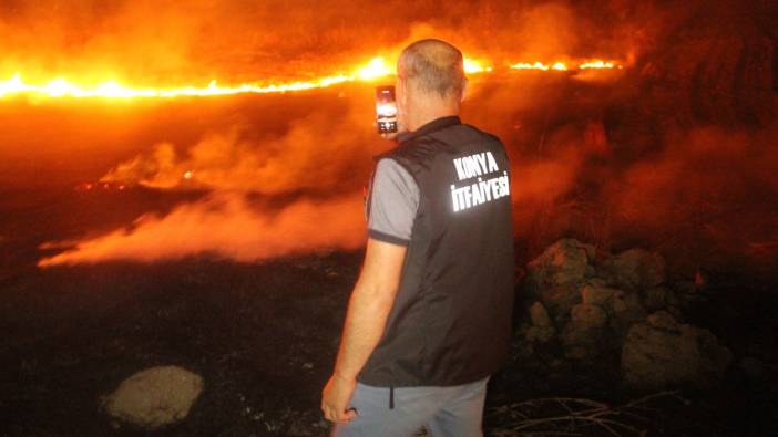 Konya'da anız yangını paniğine neden oldu
