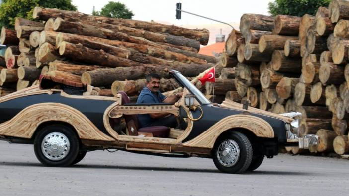 Saz yapımında kullanılan ağaçlarla araba yaptılar