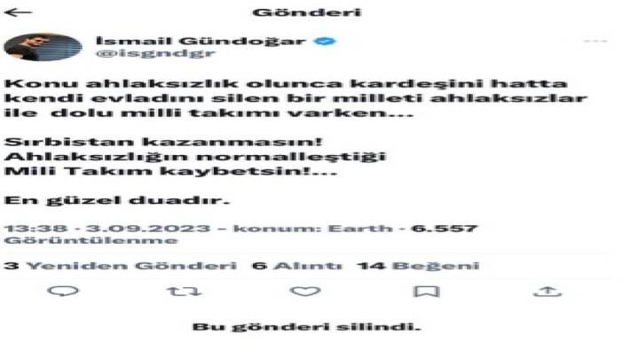 AKP personeli resmen Sırp kazansın diye twit attı. Kalbindeki düşünceyi böyle dışa vurdu