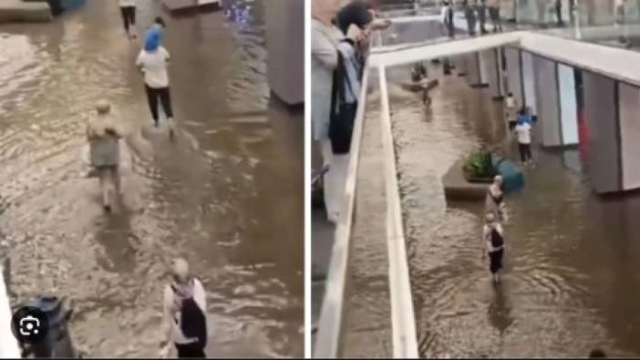 Başakşehir'de AVM'yi su bastı: Vatandaşlar üst katlara sığındı