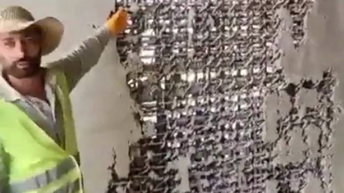 TOKİ'nin deprem konutlarında skandal. Binayı demir ağlarla ördüler çimentoyu dökmeyi beceremediler