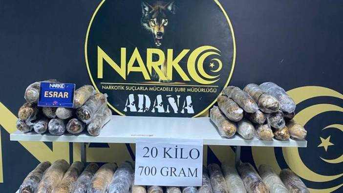 Adana'da 20 kilo uyuşturucu ele geçirildi
