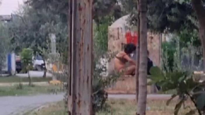 Adana'da akılalmaz olay: Çocuk parkındaki çeşmede iç çamaşırlarıyla banyo yaptı