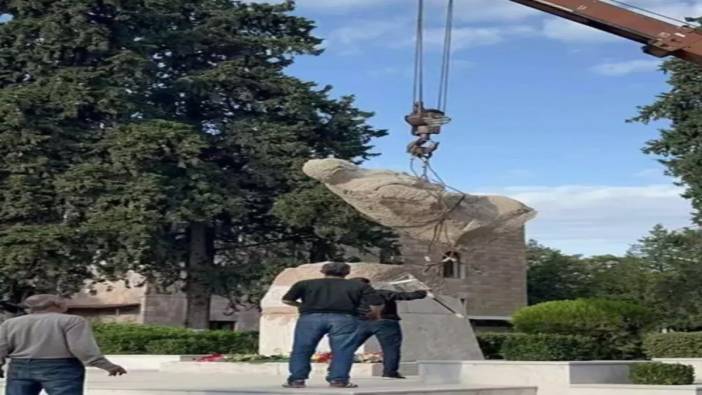 Ermeni terörist Monte Melkonyan heykeli kaldırıldı. Karabağ’da tarihi görüntüler
