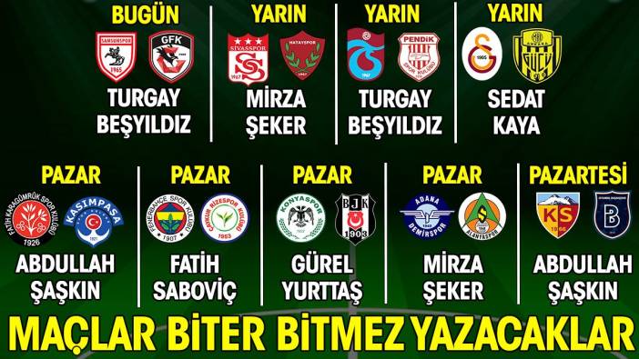 Süper Lig'de 7. haftanın heyecanı Yeniçağ'da. Maçlar biter bitmez yazacaklar