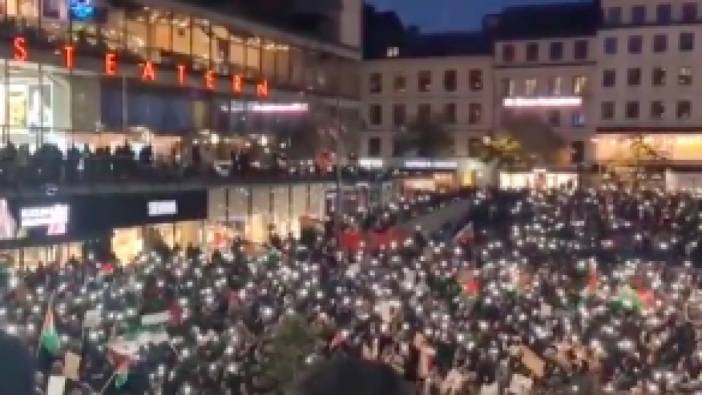 Stockholm'de yüzlerce kişi Filistin'e destek için sokakta