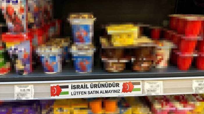 İsrail malı ürünleri satmamak için rafa etiket yapıştırdı. Market sahibi İsrail’i böyle protesto etti