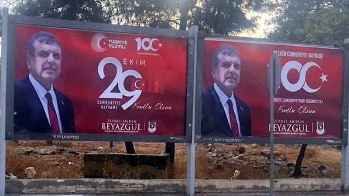 AKP’li belediye başkanından Atatürk ’süz 29 Ekim afişi ‘Cumhuriyeti sen mi kurdun Zeynel Başkan’