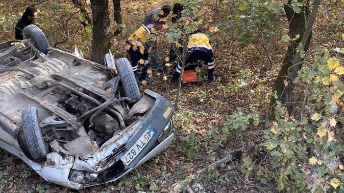 Gönen'de takla atan otomobilde bulunan 5 kişi yaralandı