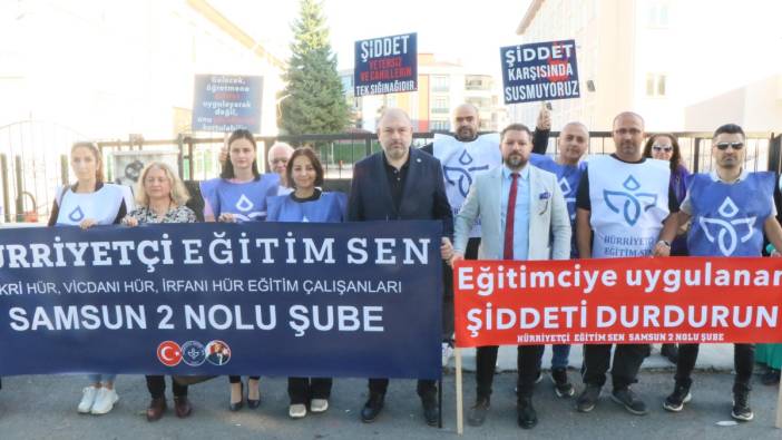Samsun'da öğretmene şiddet iddiası; sendika üyelerinden protesto