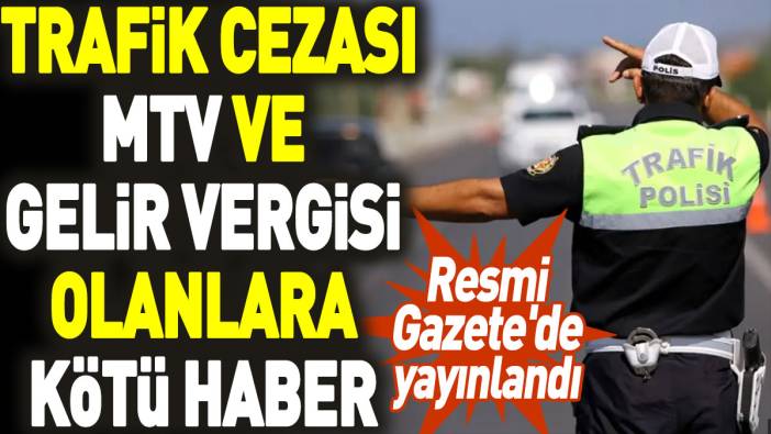 Trafik cezası, MTV ve gelir vergisi olanlara kötü haber: Resmi Gazete'de yayınlandı