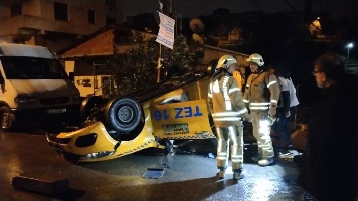 Maltepe'de taksi takla attı