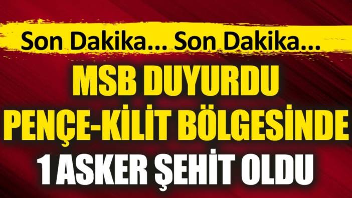 MSB duyurdu. Pençe-Kilit bölgesinde 1 asker şehit oldu