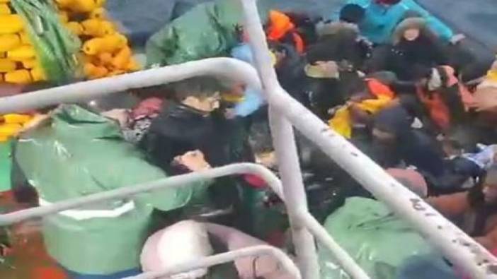 Fırtınaya yakalanan kaçak göçmenlerin imdadına balıkçılar koştu