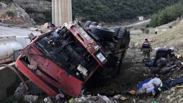 Akaryakıt yüklü tanker uçuruma yuvarlandı. Şoför öldü