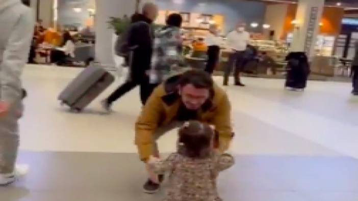 Yurt dışında gördüğü tedaviden dönen küçük kızın babasıyla kavuşma anı