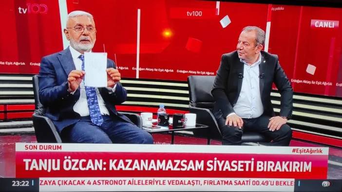 AKP’li Metiner ile iddialaşan Tanju Özcan, canlı yayınında yazıp imzaladı: Kazanamazsam siyaseti bırakırım