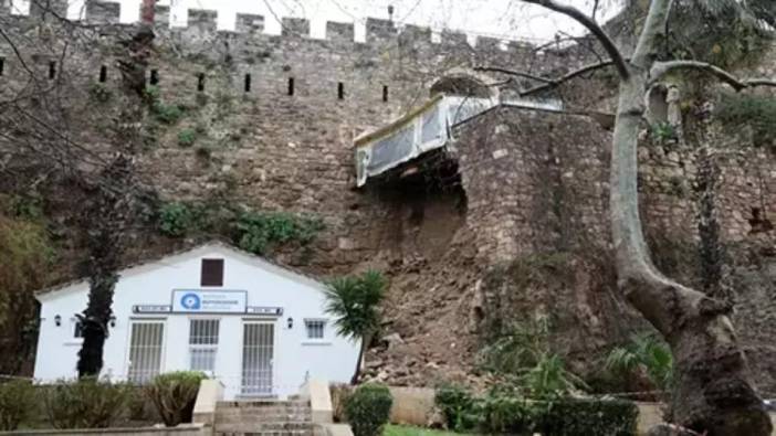 Antalya'da sağanakta yıkılan kale suru değil kaçak yapıymış