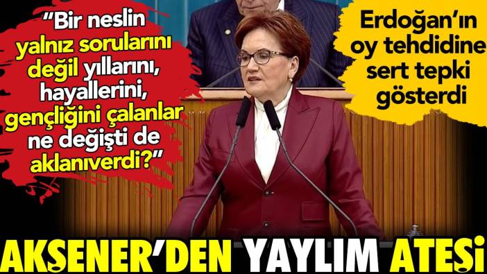 Meral Akşener'den yaylım ateşi. Erdoğan'ın oy tehdidine sert tepki gösterdi