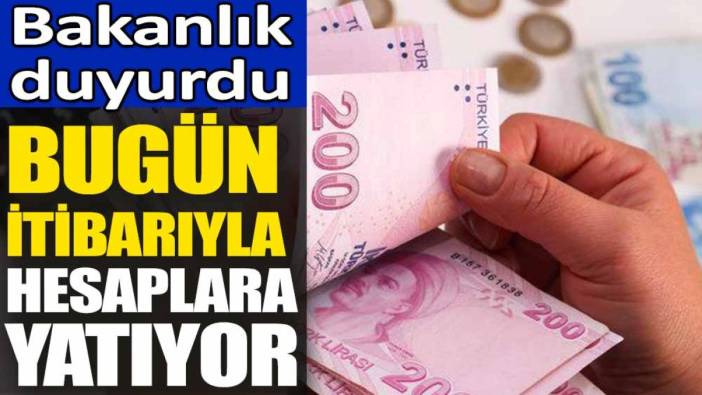 Bakanlık duyurdu. Bugün itibarıyla hesaplara yatıyor