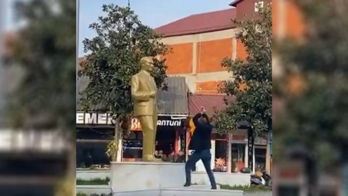 Sakarya'da Atatürk heykeline balyozla zarar veren şüpheli yakalandı
