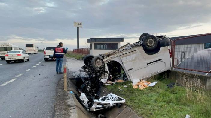 Tekirdağ’da takla atan hafif ticari aracın sürücüsü öldü