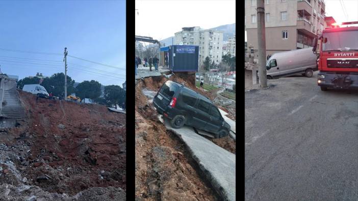 Kahramanmaraş'ta toprak kayması, Çok sayıda araç zarar gördü