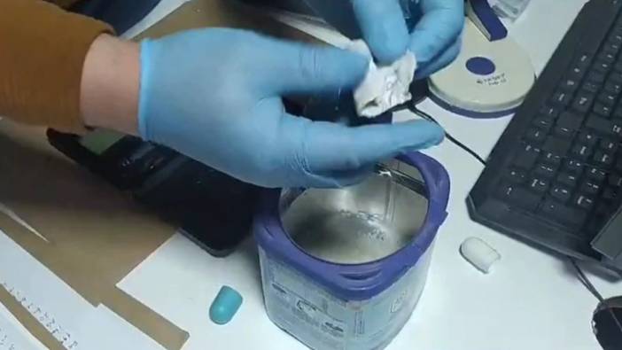 Bebek maması kutusuna gizlenmiş uyuşturucu madde ele geçirildi