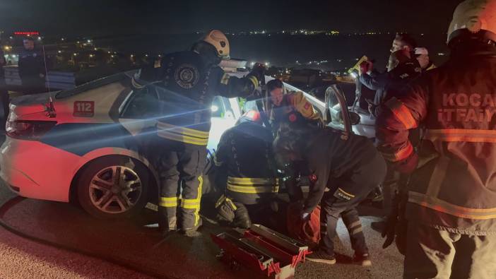 TEM’de trafik polislerine ait araç kaza yaptı