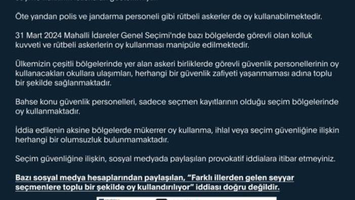 Dezenformasyon’dan asker ve rütbelilerin oy kullanmasıyla ilgili açıklama