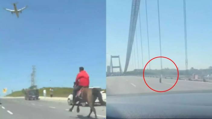İstanbul trafiğinde hayrete düşüren anlar! Atla trafiğe çıkan da yolda araçsız giden lastikte var