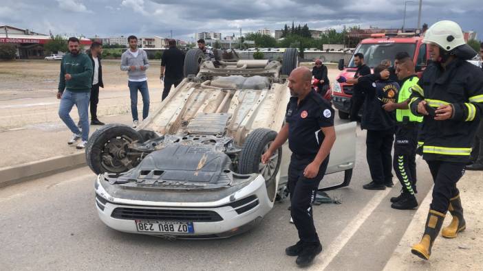 Adıyaman'da takla atan otomobilin sürücüsü yaralandı